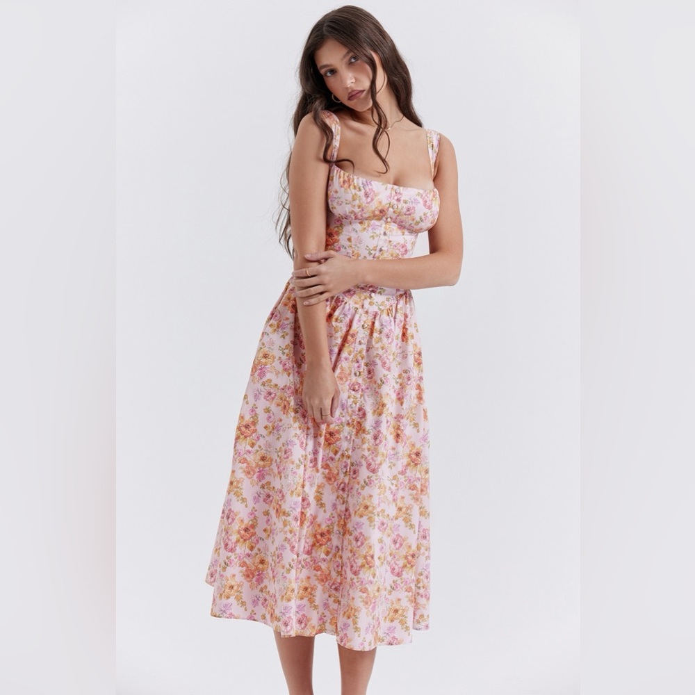 House of CB Pink Floral Midi Dress